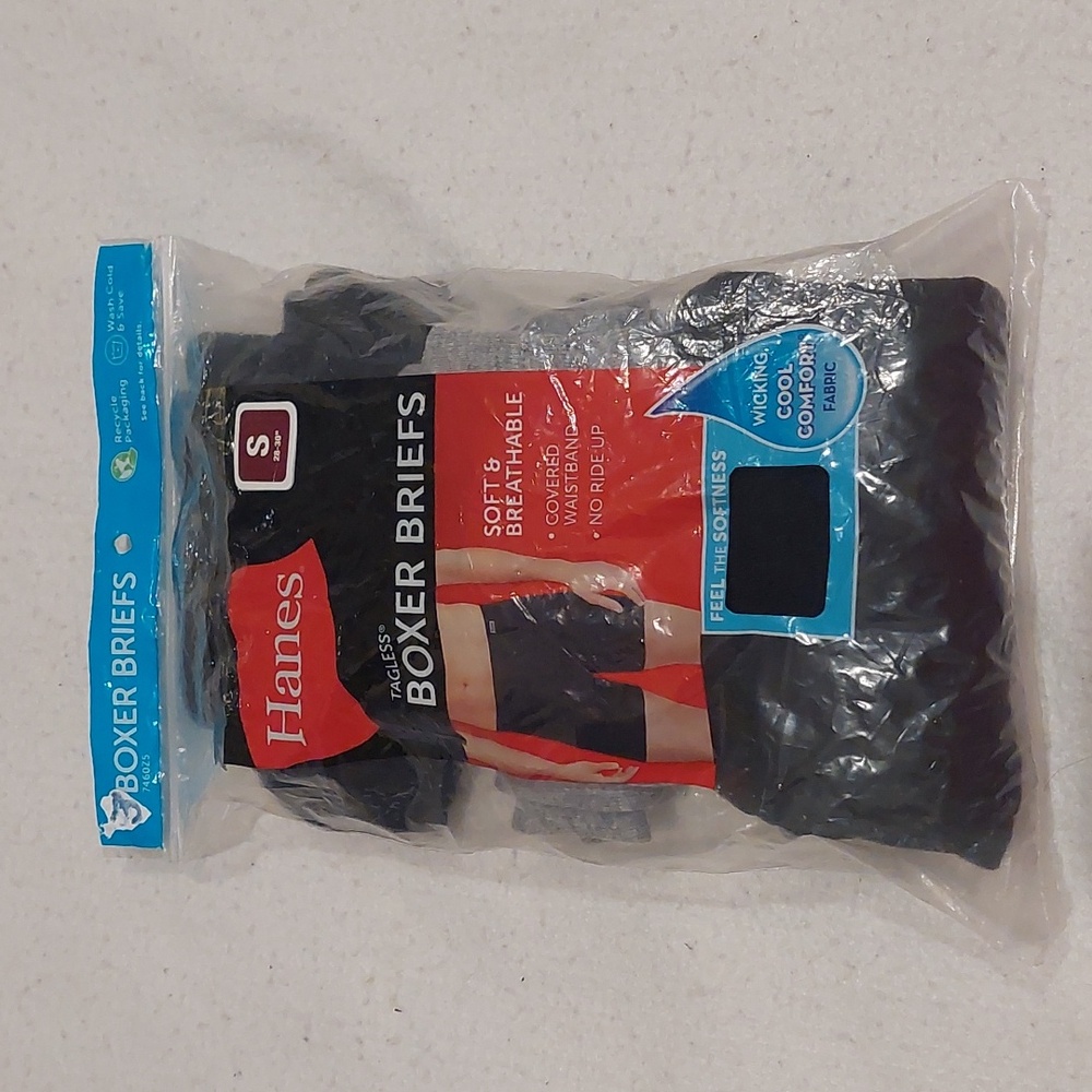 HANES Tagless Boxer Men's Briefs 3-pack NIB